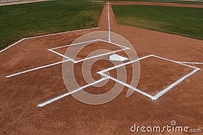 Baseball Home Plate and Batters Box. Editorial Stock Photo