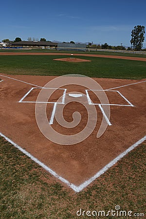 Baseball Home Plate and Batters Box. Editorial Stock Photo