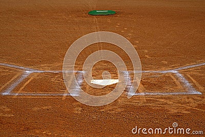 Baseball Homeplate Batter Box Chalk Line Brown Clay Dirt Stock Photo