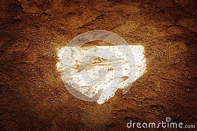 Baseball Homeplate in Brown Dirt for Sports American Past Time Stock Photo