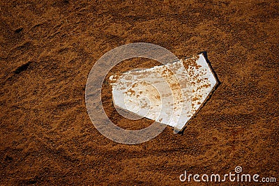 Baseball Homeplate in Brown Dirt for Sports American Past Time Stock Photo