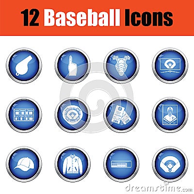 Baseball icon set. Vector Illustration