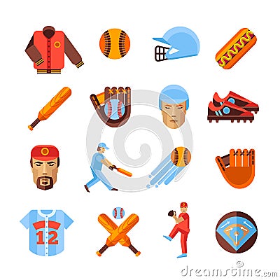 Baseball Icons Set Vector Illustration