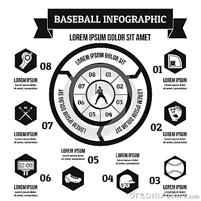 Baseball infographic concept, simple style Vector Illustration