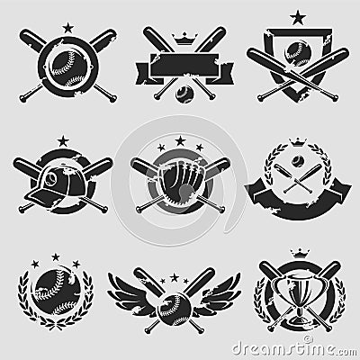 Baseball labels and icons set. Vector Vector Illustration