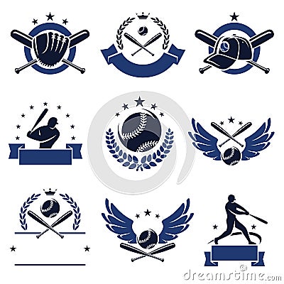 Baseball labels and icons set. Vector Vector Illustration