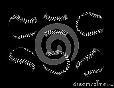 Baseball lace ball illustration isolated symbol set. Vector baseball background sport design Vector Illustration