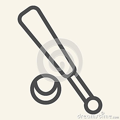 Baseball line icon. Sports bat and ball outline style pictogram on beige background. Baseball equipment for mobile Vector Illustration