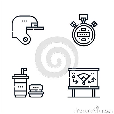 baseball line icons. linear set. quality vector line set such as strategy, fast food, stopwatch Vector Illustration