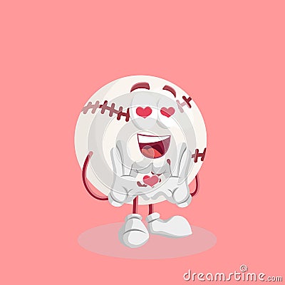 Baseball mascot and background in love pose Vector Illustration