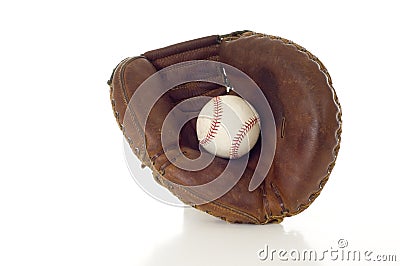 Baseball Mitt and Ball Stock Photo