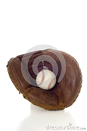 Baseball Mitt and Ball Stock Photo