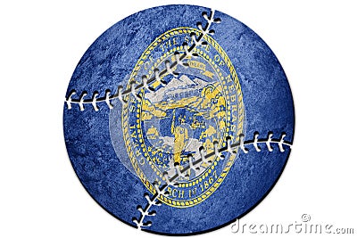 Baseball Nebraska state flag. Nebraska flag background Baseball Stock Photo