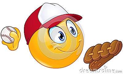 Baseball pitcher emoticon Vector Illustration