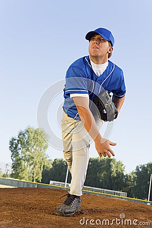 Baseball Pitcher On Mound Stock Photo