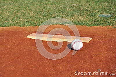 Baseball on the Pitcher's Mound Stock Photo