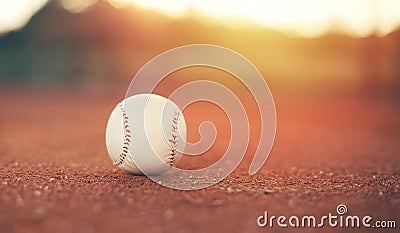 Baseball on pitchers mound Stock Photo