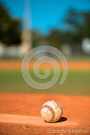 Baseball on Pitchers Mound Stock Photo