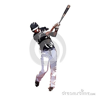 Baseball player, abstract geometric batter silhouette. Front vie Vector Illustration