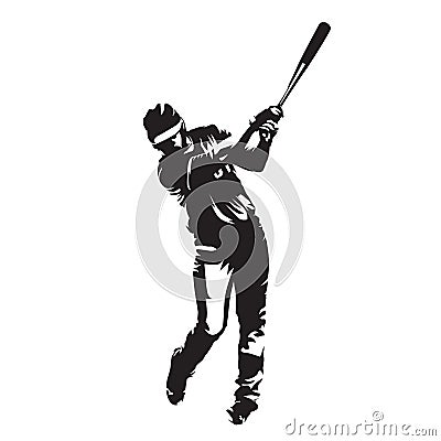 Baseball player batter, vector silhouette Vector Illustration