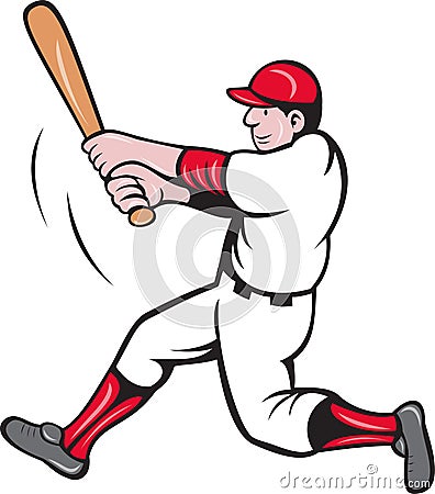 Baseball player batting cartoon Stock Photo