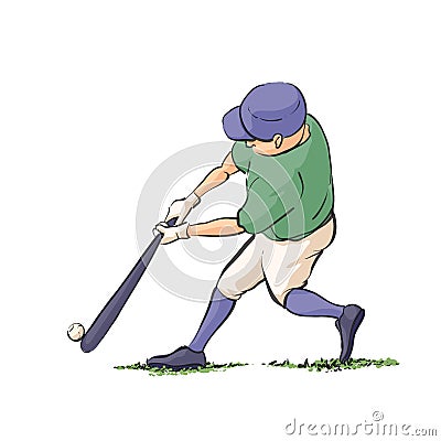 Baseball player hits the ball Vector Illustration