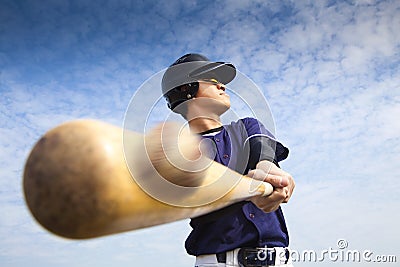 Baseball player hitting Stock Photo