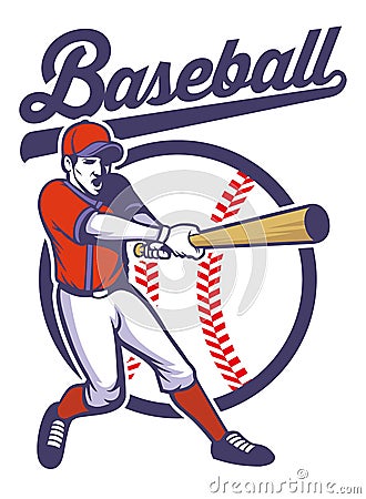 Baseball player hitting the ball Vector Illustration