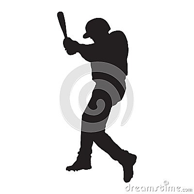 Baseball player, side view, batter silhouette Vector Illustration