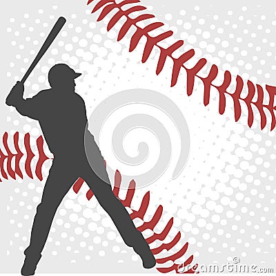 Baseball player silhouette on the abstract background Vector Illustration