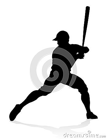 Baseball Player Silhouette Vector Illustration