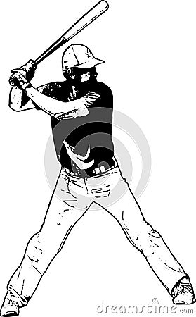 Baseball player, sketch illustration Vector Illustration