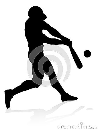 Baseball Player Silhouette Vector Illustration