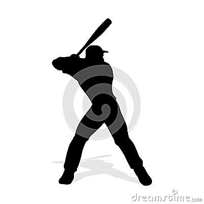 Baseball player vector silhouete. Batter Vector Illustration