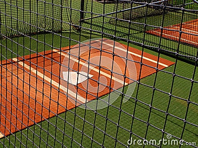 Baseball Practice Area with Home Plate Warm Up Pitching Stock Photo