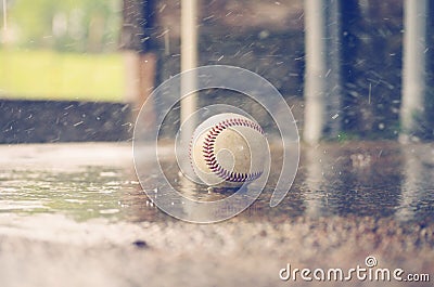 Baseball in the Rain Stock Photo