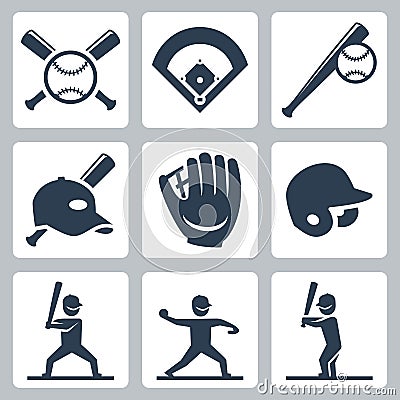 Baseball related vector icons Vector Illustration