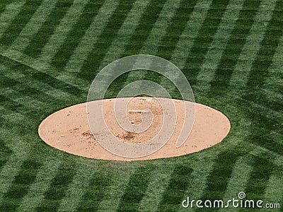 Baseball rest on a mound Stock Photo