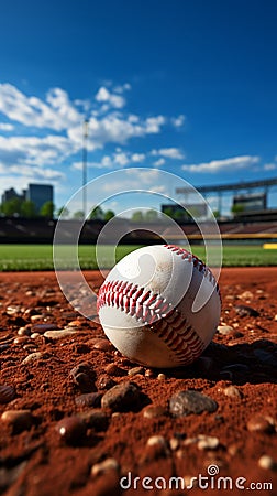 Baseball scene chalk lined infield, sporting action on the field Stock Photo