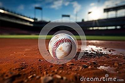 Baseball scene chalk lined infield, sporting action on the field Stock Photo