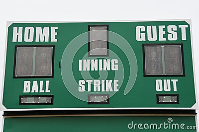 Baseball Scoreboard. Stock Photo