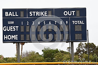 Baseball Scoreboard. Stock Photo