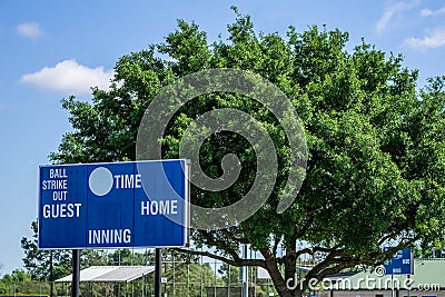 Baseball Scoreboards In The Outfield Stock Photo