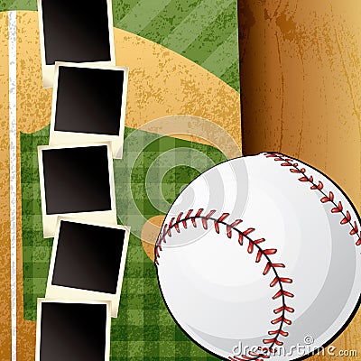 Baseball Scrapbook Template Vector Illustration