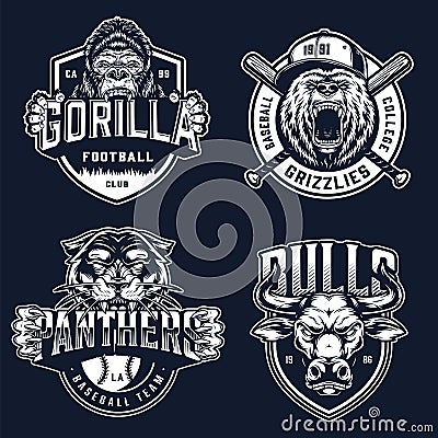 Baseball and soccer clubs logotypes Vector Illustration