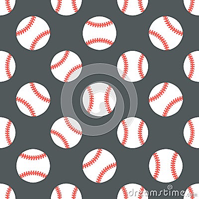 Baseball, softball sport game vector seamless pattern, background with line icons of balls. Linear signs for Vector Illustration