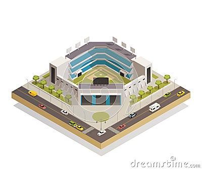 Baseball Sport Stadium Isometric Composition Vector Illustration