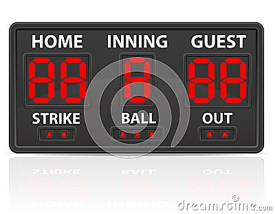 Baseball sports digital scoreboard vector illustration Vector Illustration