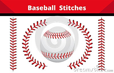 Baseball Stitches on a white background. Vector Illustration