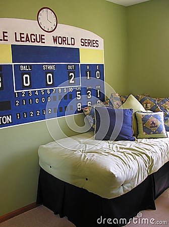 Baseball Themed Bedroom Stock Photo